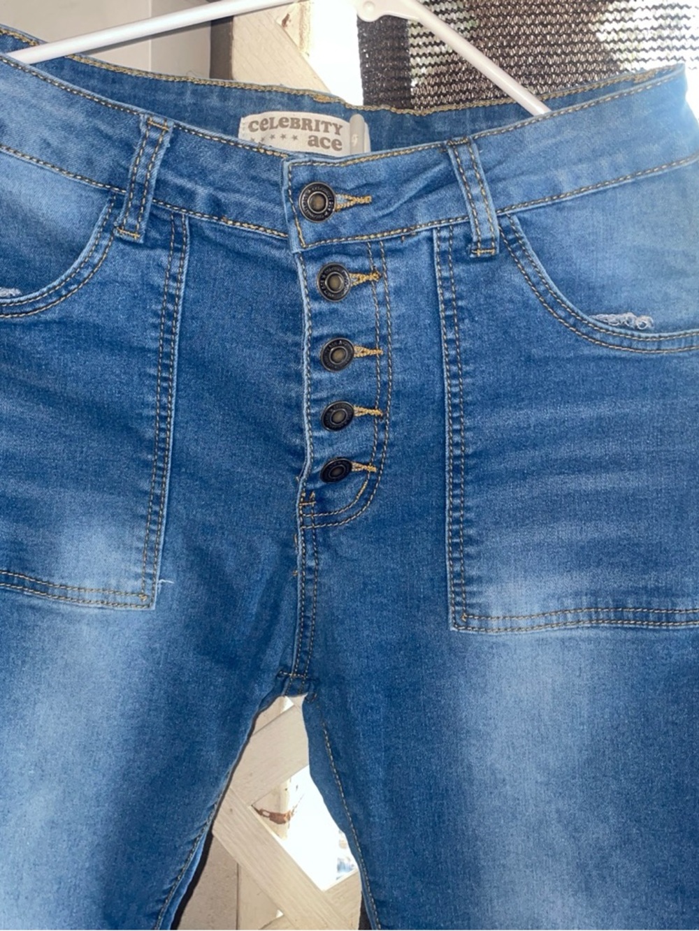 Celebrity Ace Women's High-Rise Blue Button-Fly Jeans